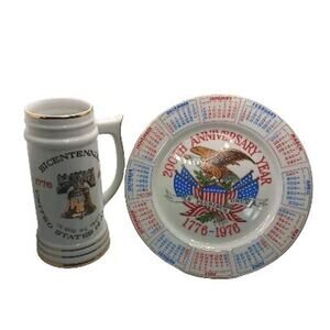 Bicentennial 1776-1976 200th Anniversary Year Souvenir Plate Mug USA Patriotic
